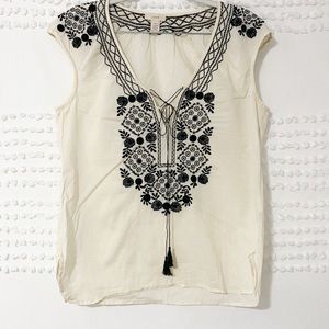 J. Crew flower mosaic embroidered cotton tunic xs